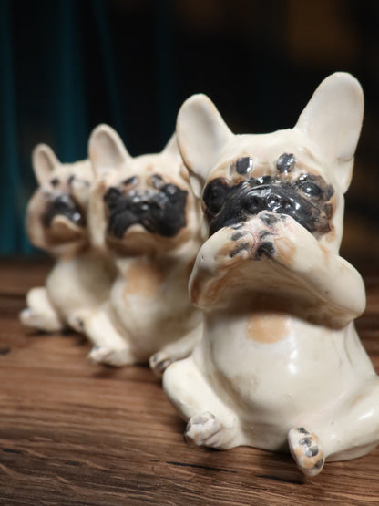 Originale Porzellanfiguren französischer Bulldoggen