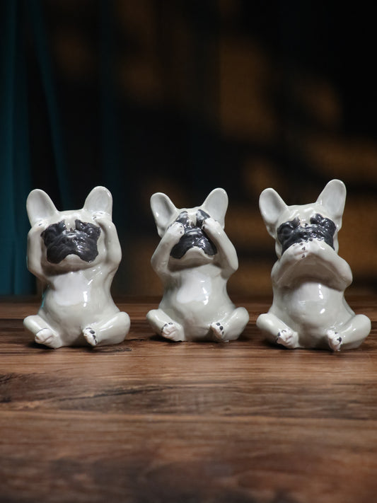 Original author's porcelain figurines of French bulldogs art.1