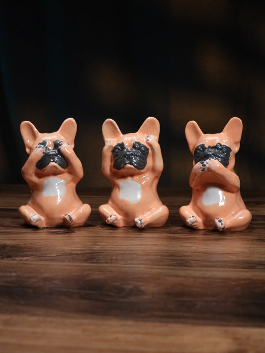 Original author's porcelain figurines of French bulldogs art.2