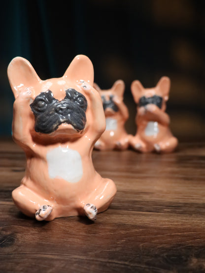 Original author's porcelain figurines of French bulldogs art.2