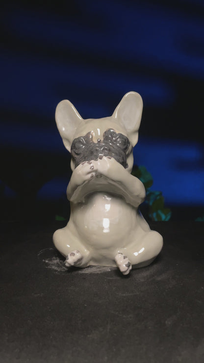 Original author's porcelain figurines of French bulldogs art.1