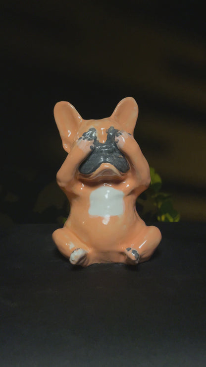 Original author's porcelain figurines of French bulldogs art.2