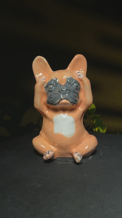 Original author's porcelain figurines of French bulldogs art.2