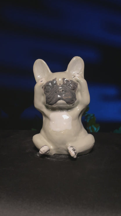 Original author's porcelain figurines of French bulldogs art.1