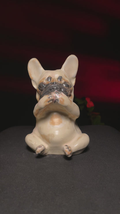 Originale Porzellanfiguren französischer Bulldoggen