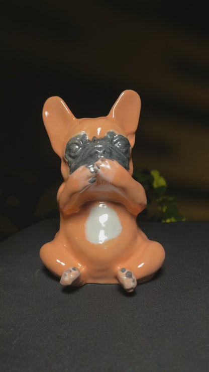 Original author's porcelain figurines of French bulldogs art.2