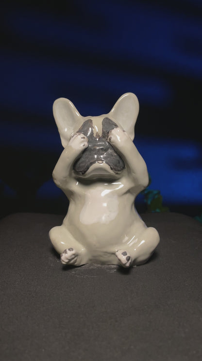 Original author's porcelain figurines of French bulldogs art.1